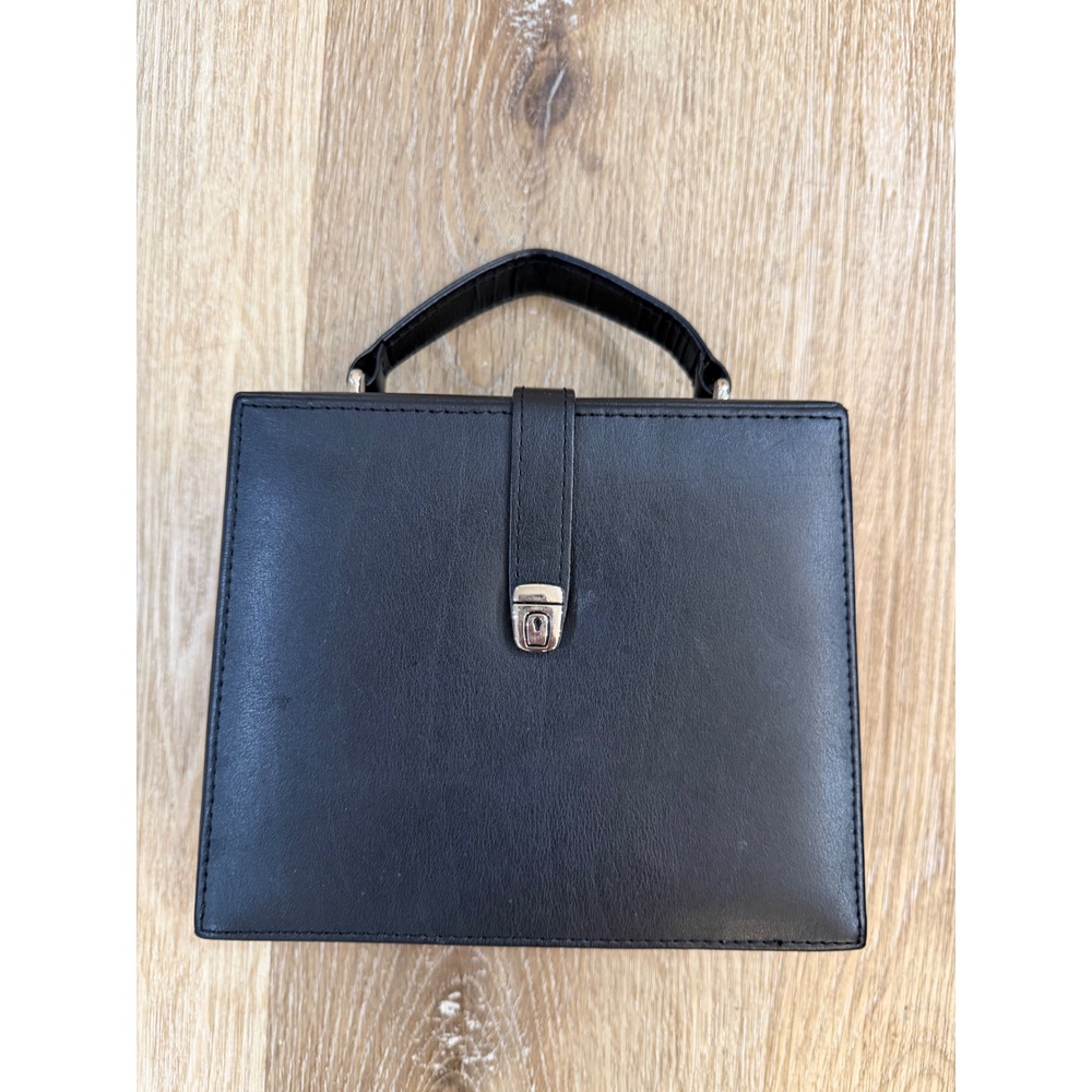Euro Classics Eurobond Leather Jewelry Box Travel Case Black Mirror Organizer